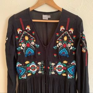 Embroidered Black Dress